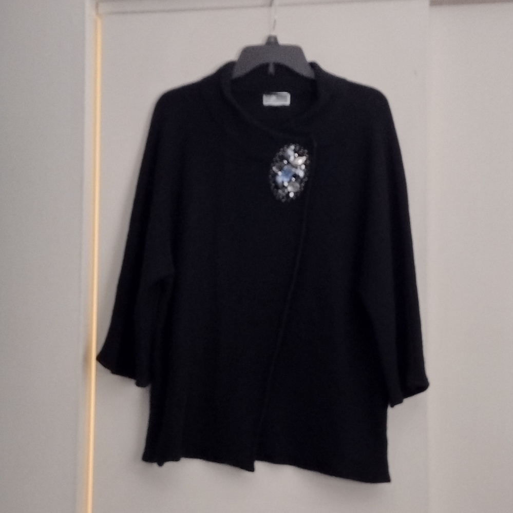 Women's JM Collection Black Sweater w/Faux beads